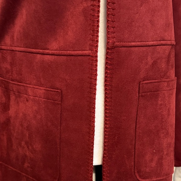 Tahari burgundy suede Pea Coat - Picture 3 of 7